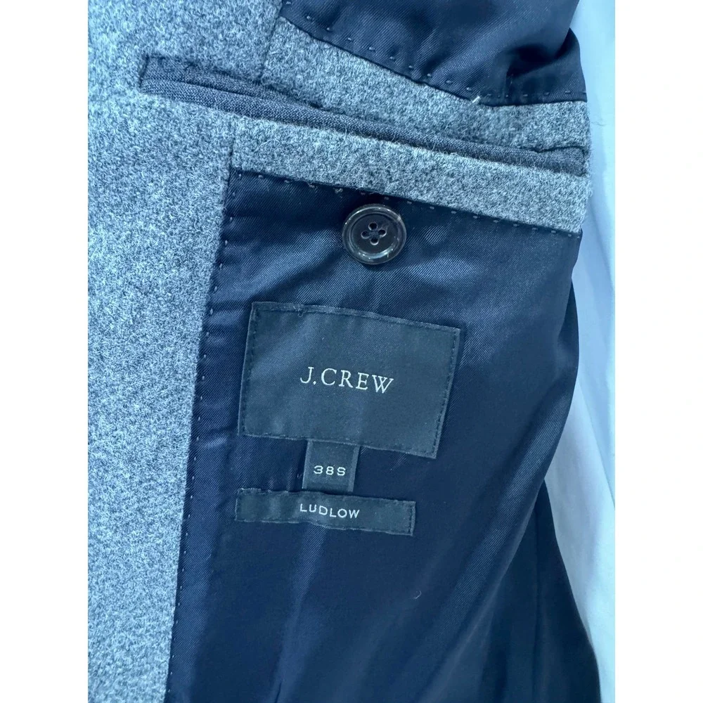 J. Crew Men Grey Ludlow Blazer Jacket Wool Elbow Patches 38S